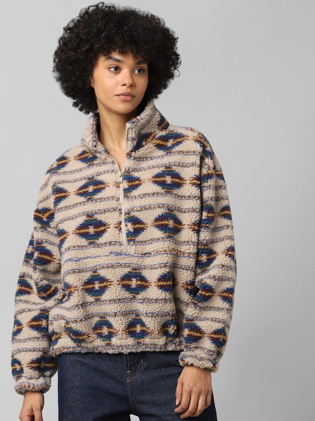 

ONLY Women Grey Printed Sweatshirt