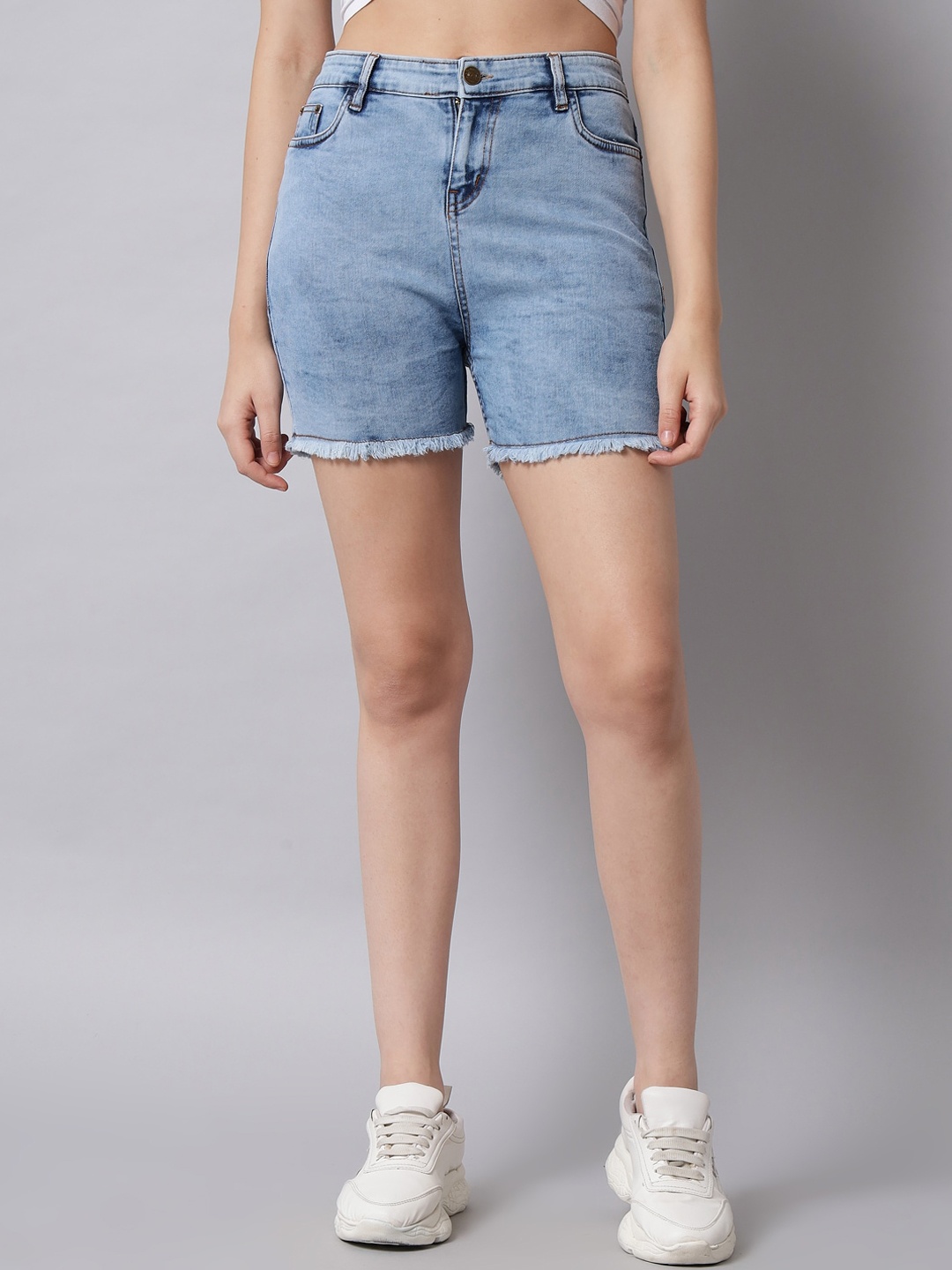 

Q-rious Women Blue Washed Denim Shorts