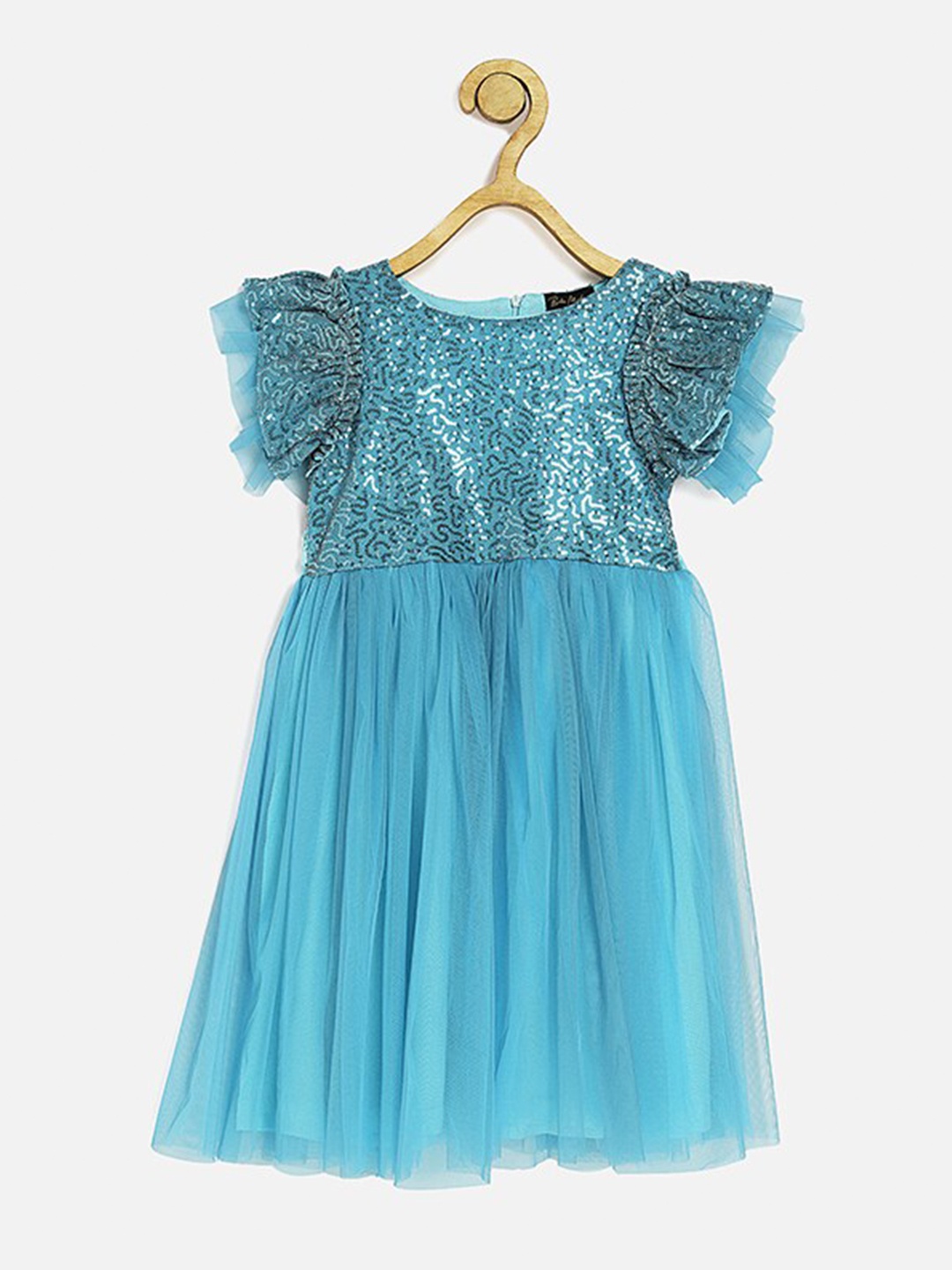 

Bella Moda Blue & bachelor button Embellished Satin Dress