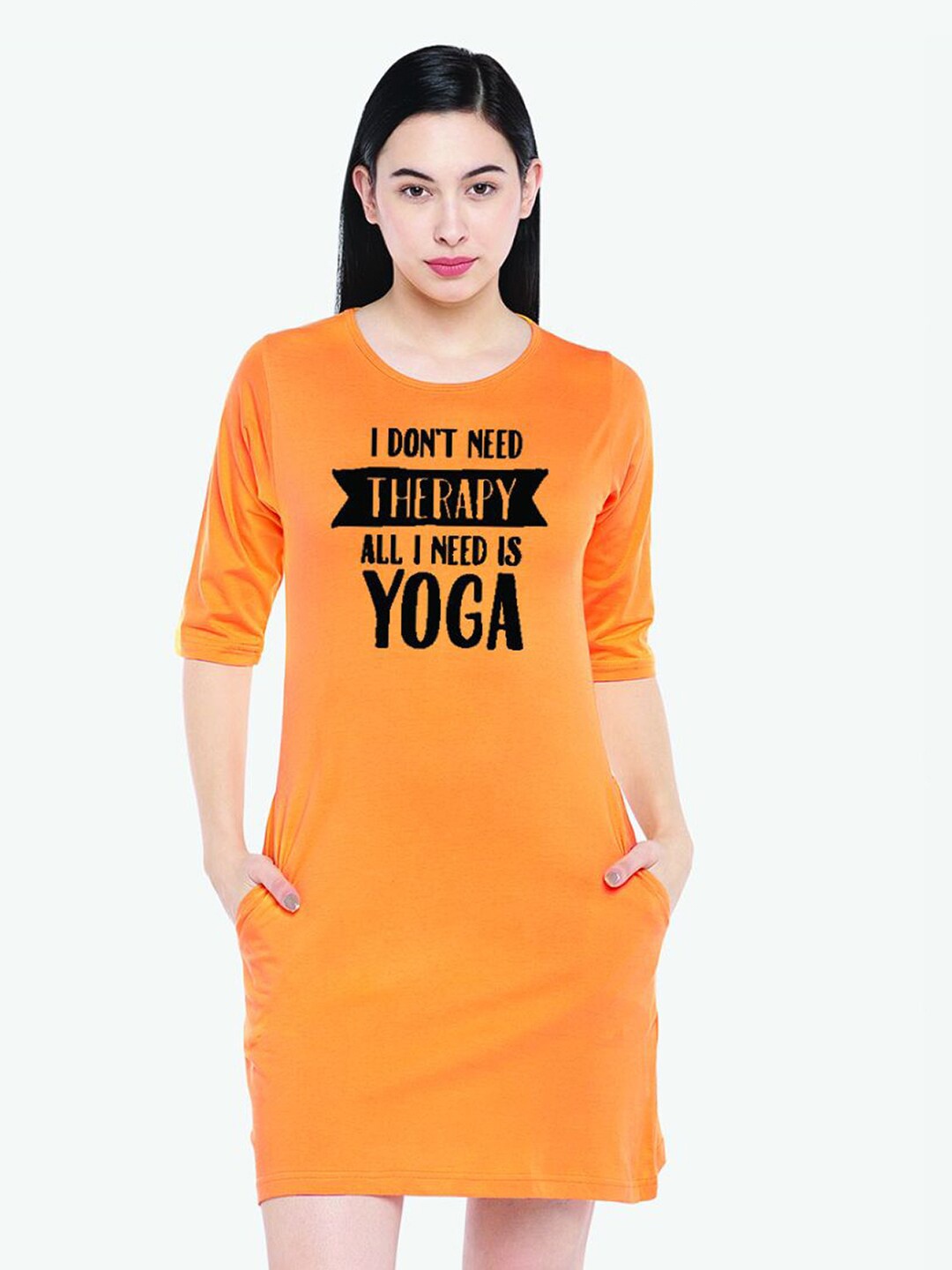 

The Lugai Fashion Women Yellow Typography Printed Applique T-shirt