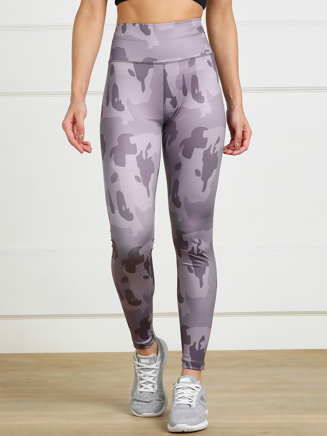 

Rock Paper Scissors Women Grey Camouflage Printed Ankle-Length Tights