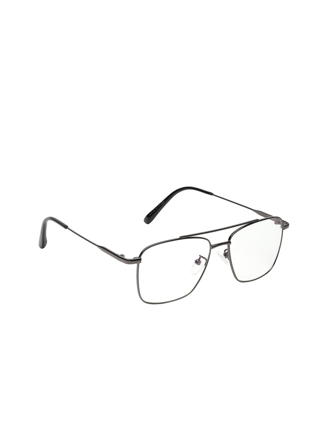 

CRIBA Unisex Clear Lens & Gunmetal-Toned Aviator Sunglasses with UV Protected Lens, Transparent