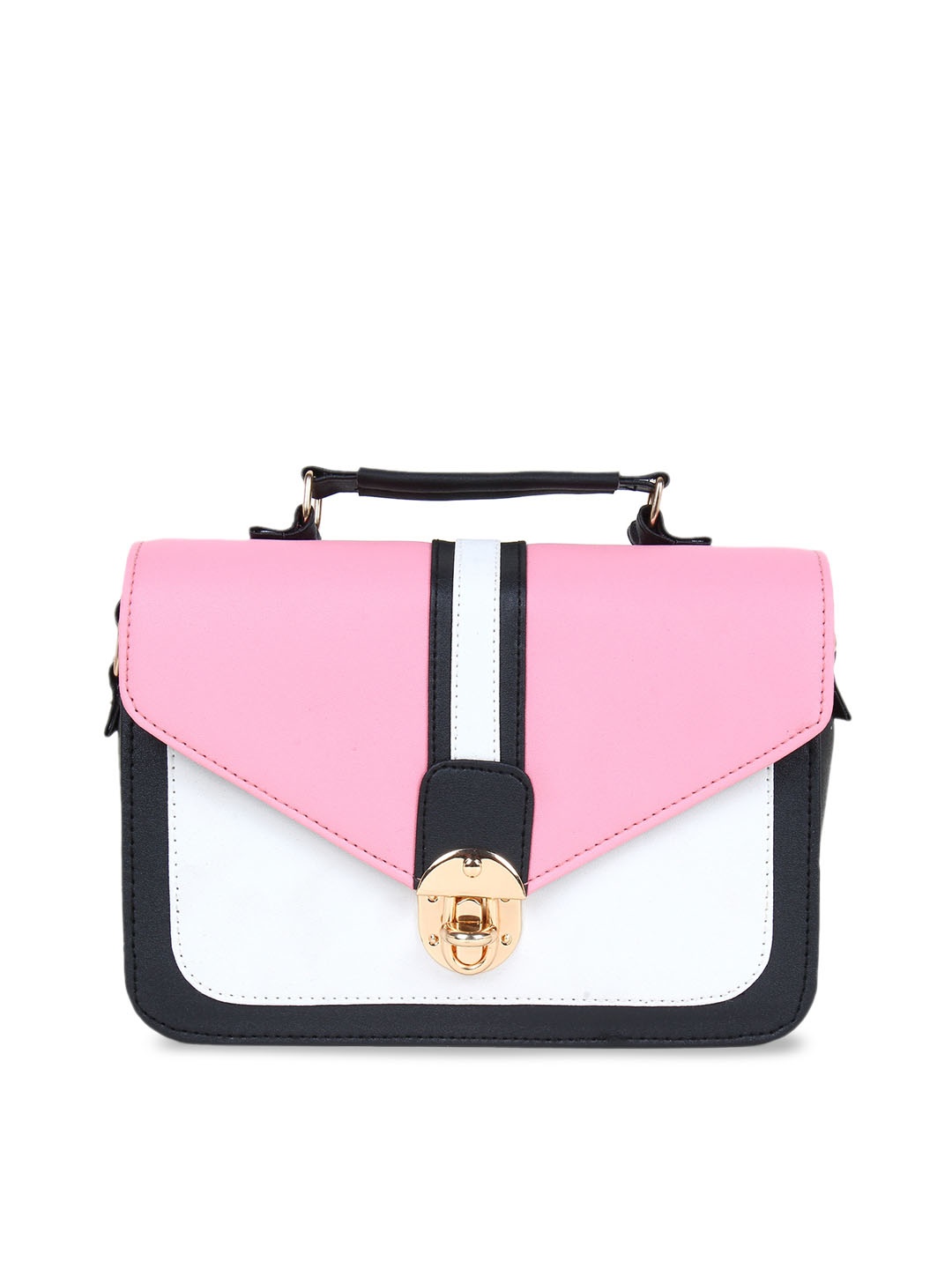 

LIKAA Pink & White Colourblocked Structured Sling Bag