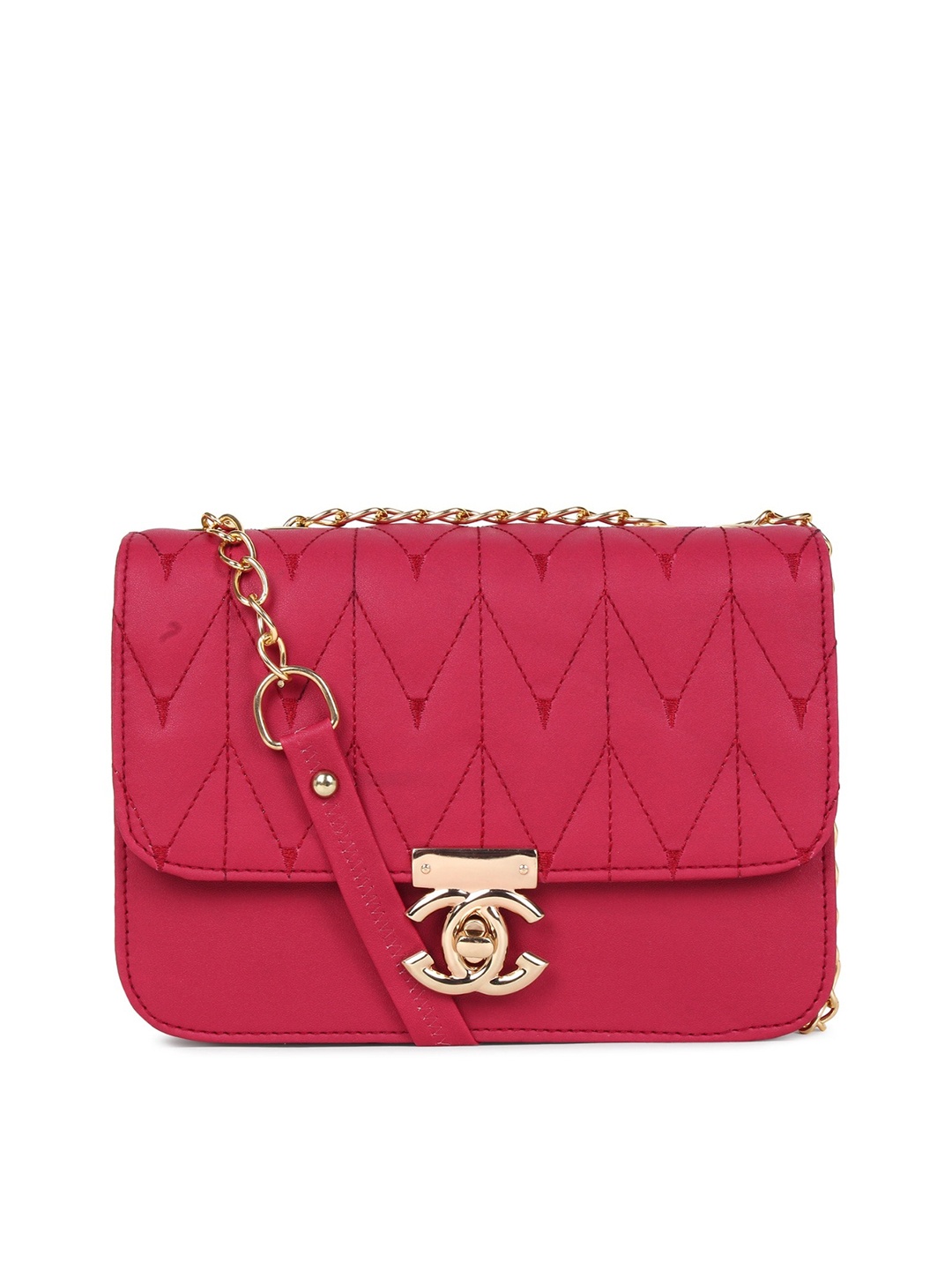 

LIKAA Pink Structured Sling Bag with Quilted