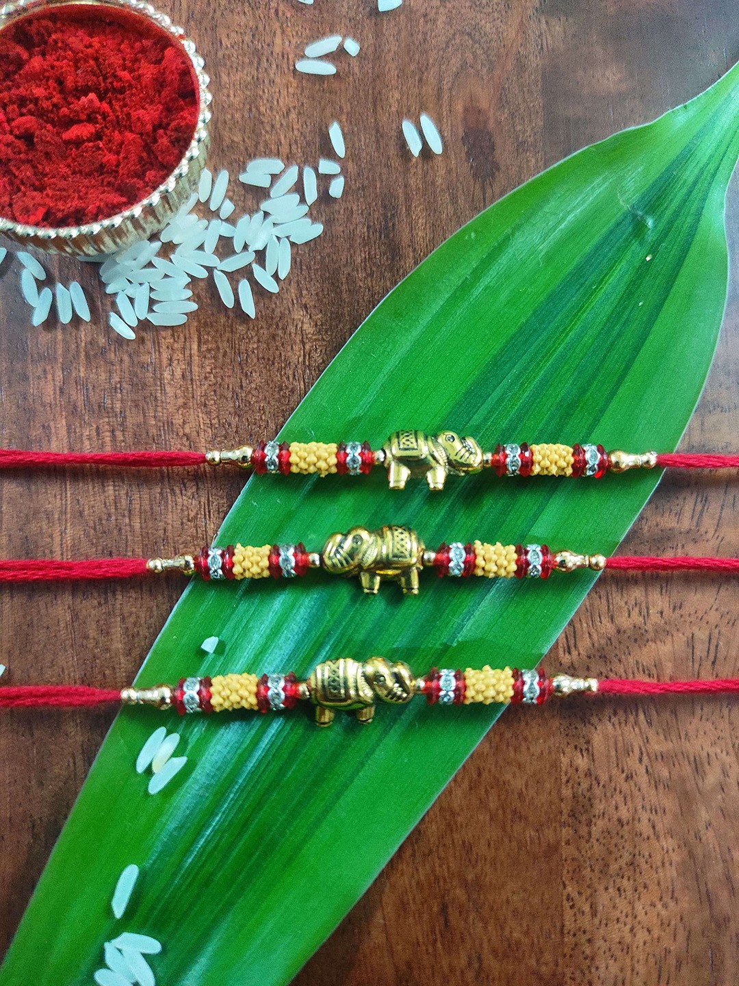 

CRAYTON Set Of 3 Red & Yellow Thread Rakhi