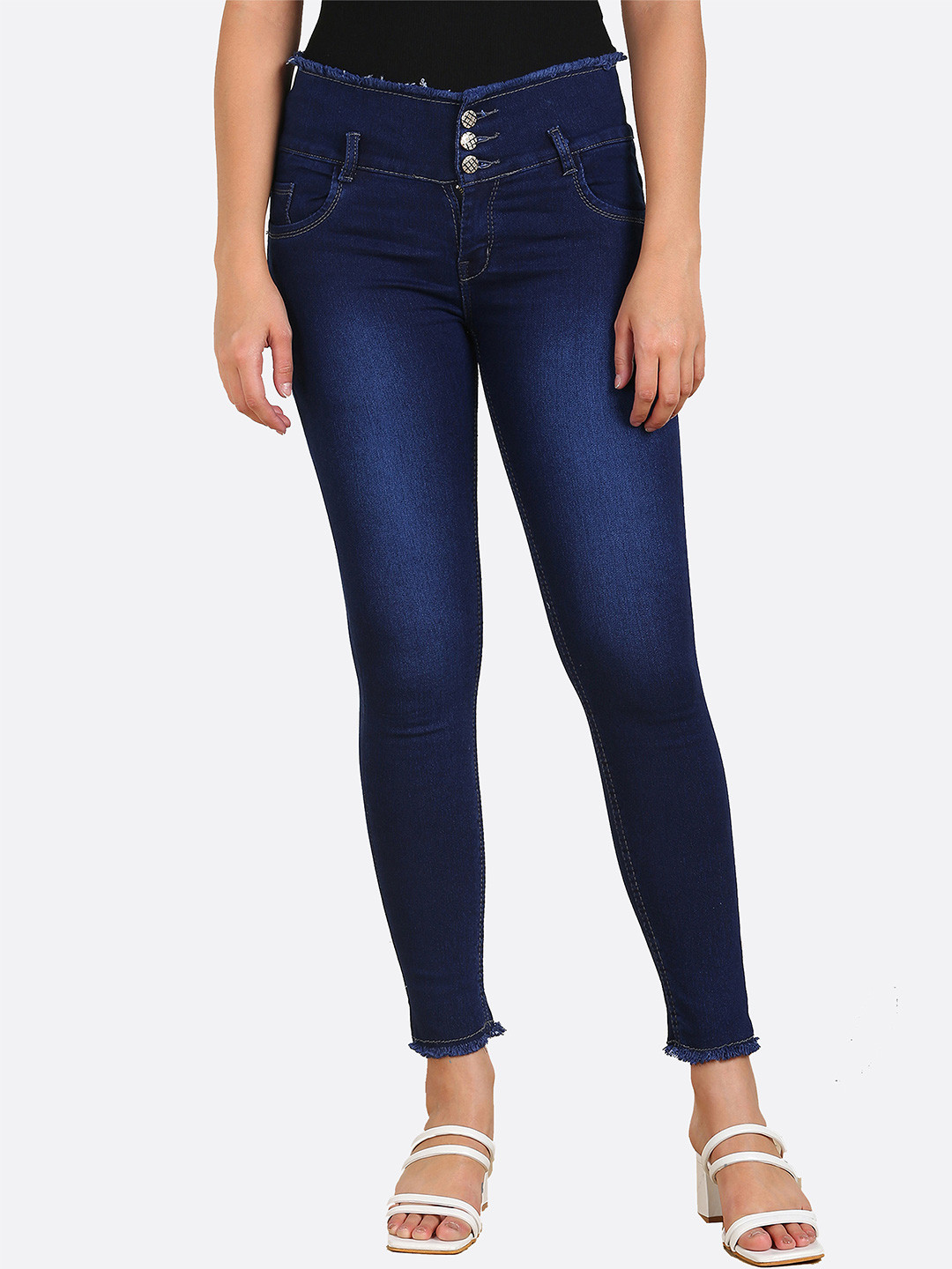 

F2M Women Blue Slim Fit High-Rise Light Fade Stretchable Jeans