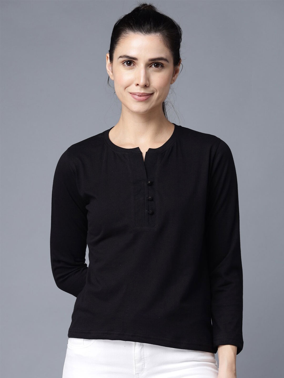 

THE EG STORE Women Black T-shirt