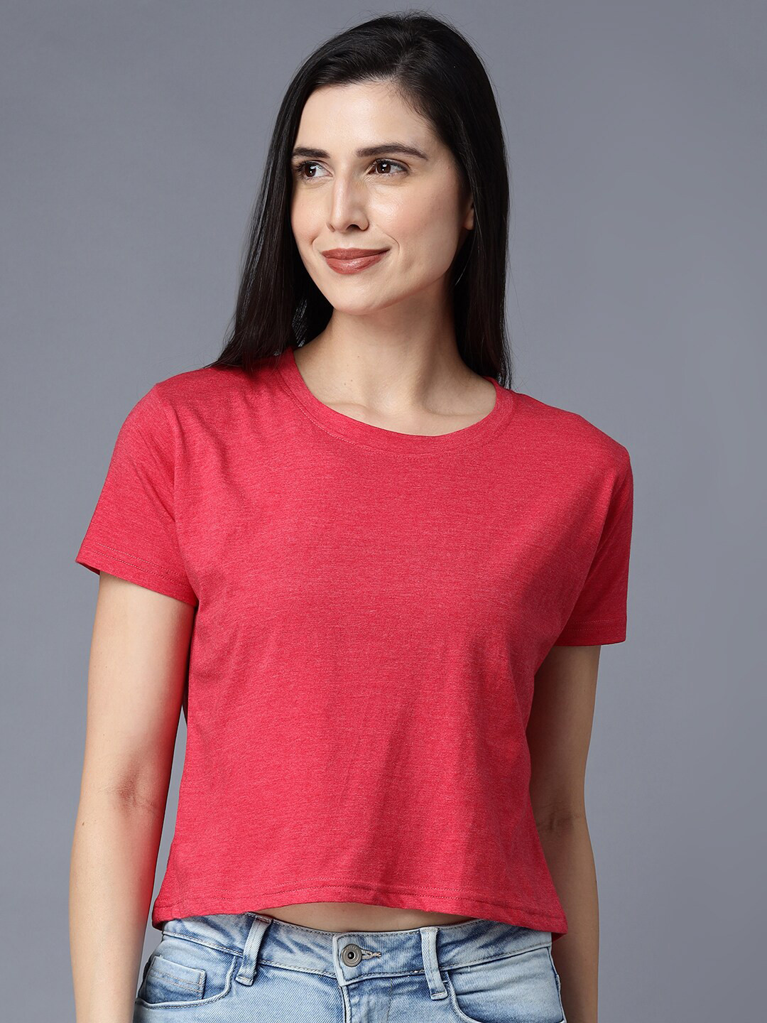 

THE EG STORE Women Pink & desire Raw Edge T-shirt