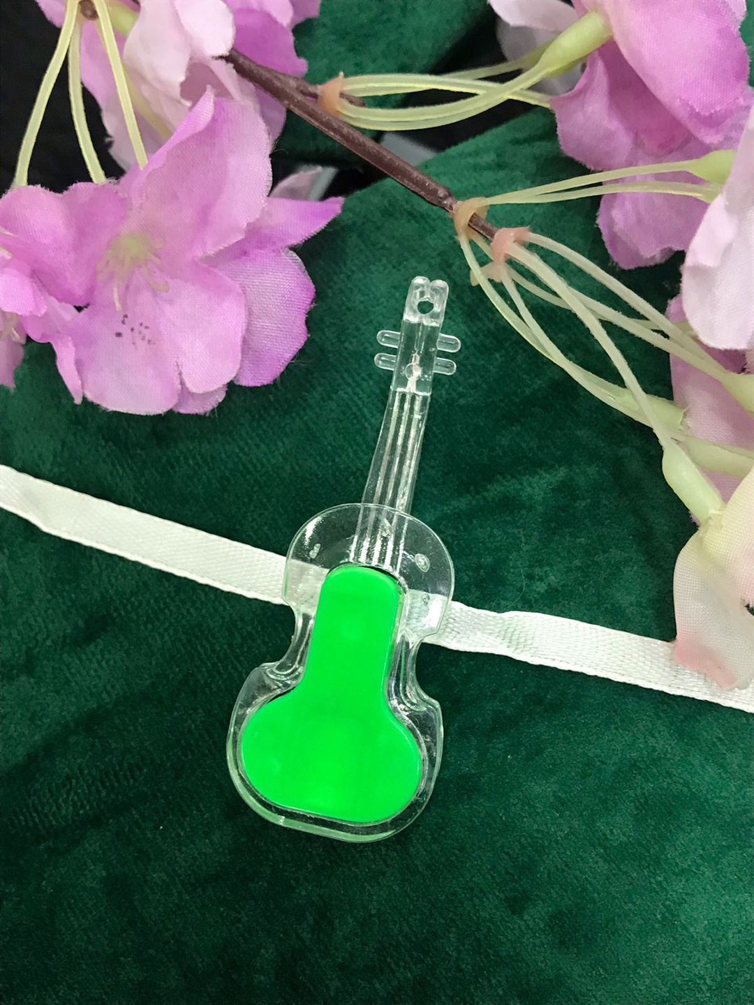 

MORKANTH JEWELLERY Boys Green & Transparent Guitar Light Rakhi