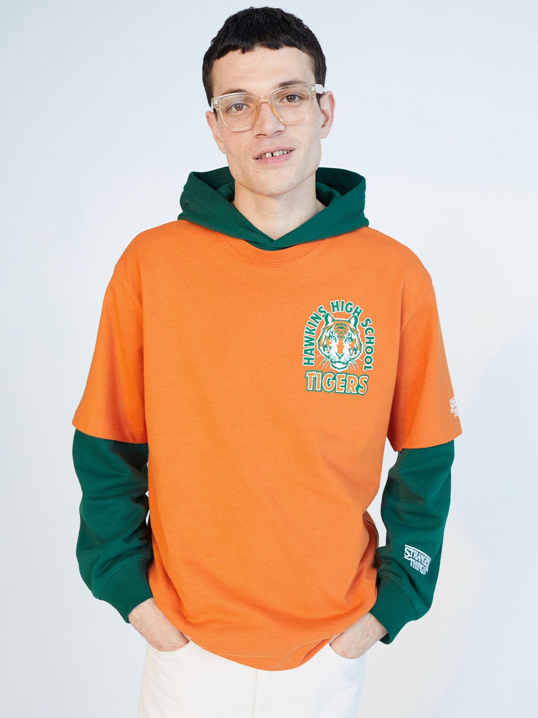 

H&M Men Orange Relaxed Fit Printed T-shirt
