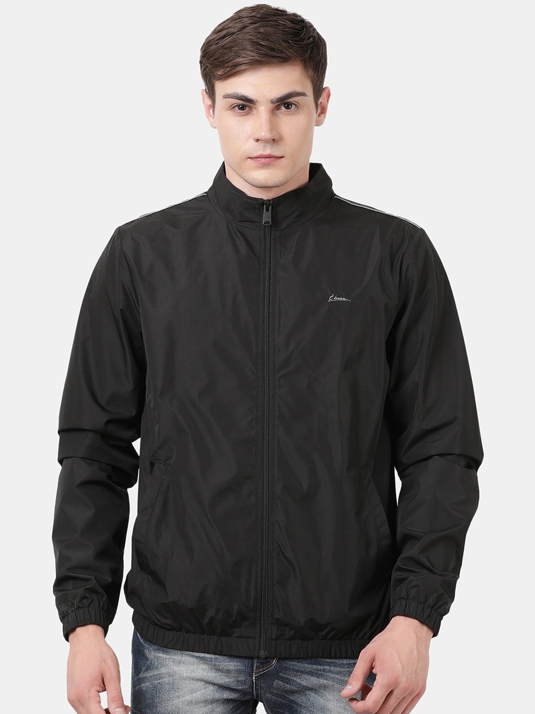 

t-base Men Black Windcheater and Water Resistant Crop Sporty Jacket