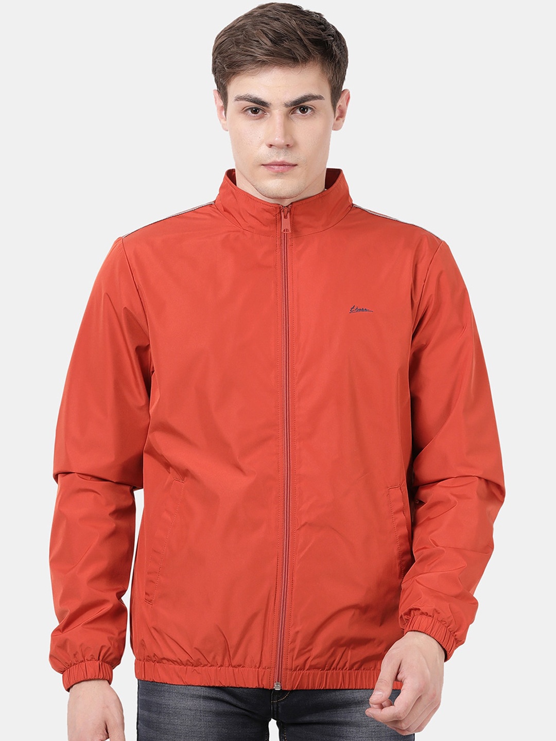 

t-base Men's Orange Windcheater And Water Resistant Tailored Jacket