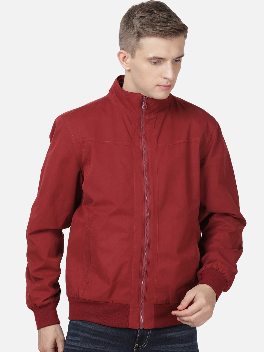 

t-base Men Maroon Lightweight Bomber Jacket