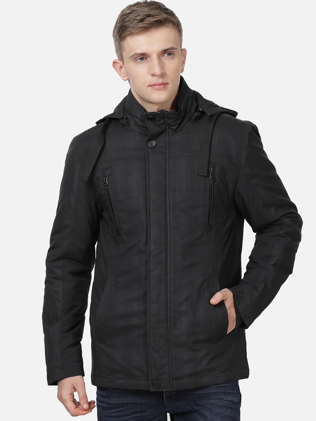 

t-base Men Black Windcheater and Water Resistant Tailored Jacket