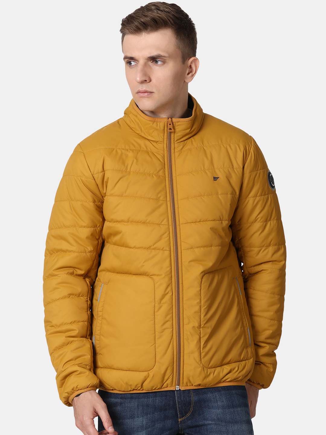 

t-base Men Yellow Windcheater and Water Resistant Padded Jacket