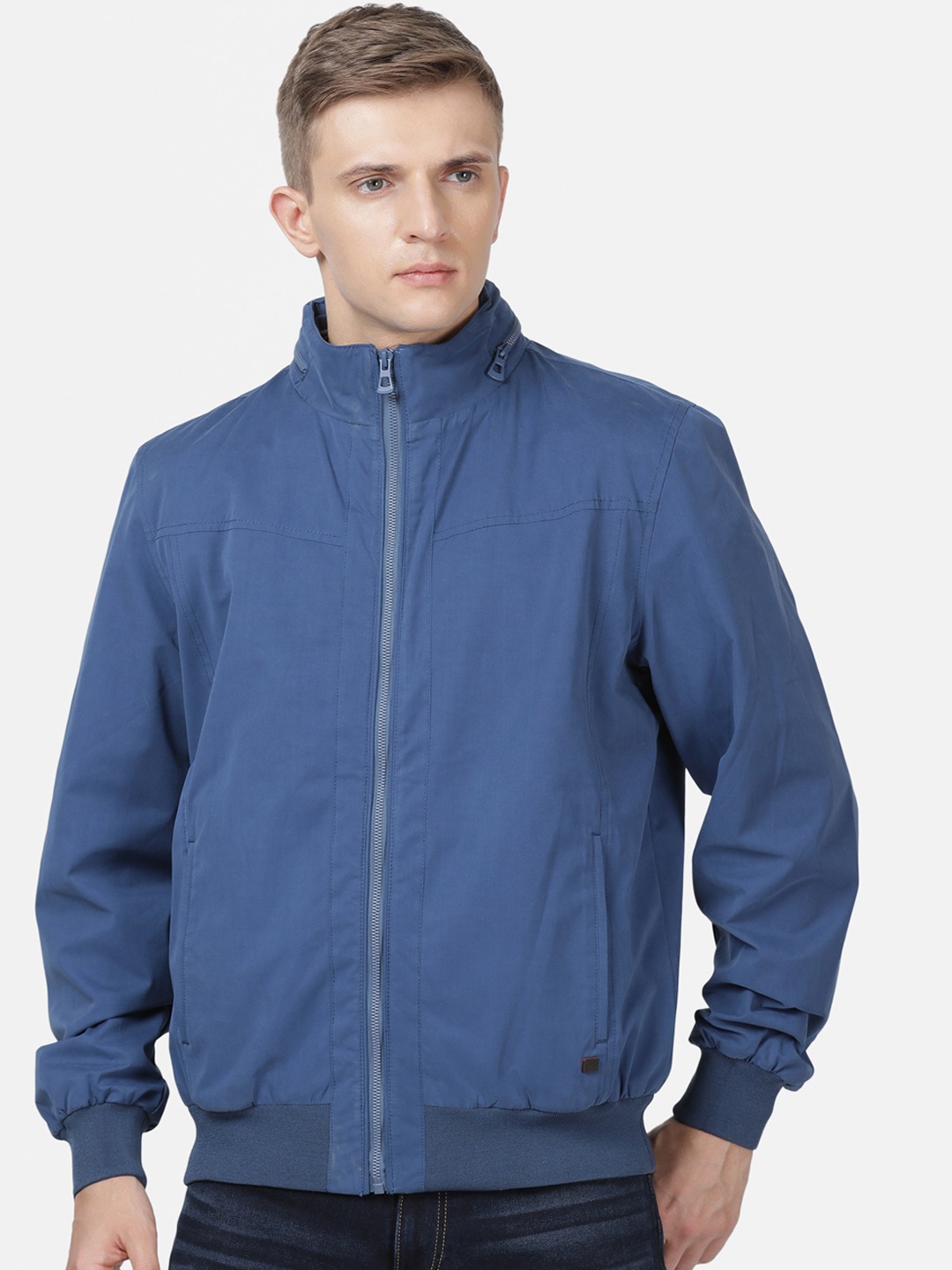 

t-base Men Blue Lightweight Longline Bomber Jacket