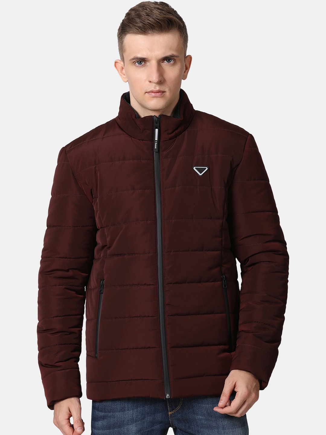 

t-base Men Maroon Windcheater and Water Resistant Padded Jacket