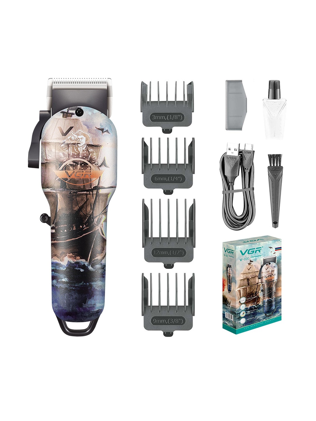 

VGR Men Voyager V-690 Salon Series Professional Hair Clipper with 150 Min Runtime, Orange