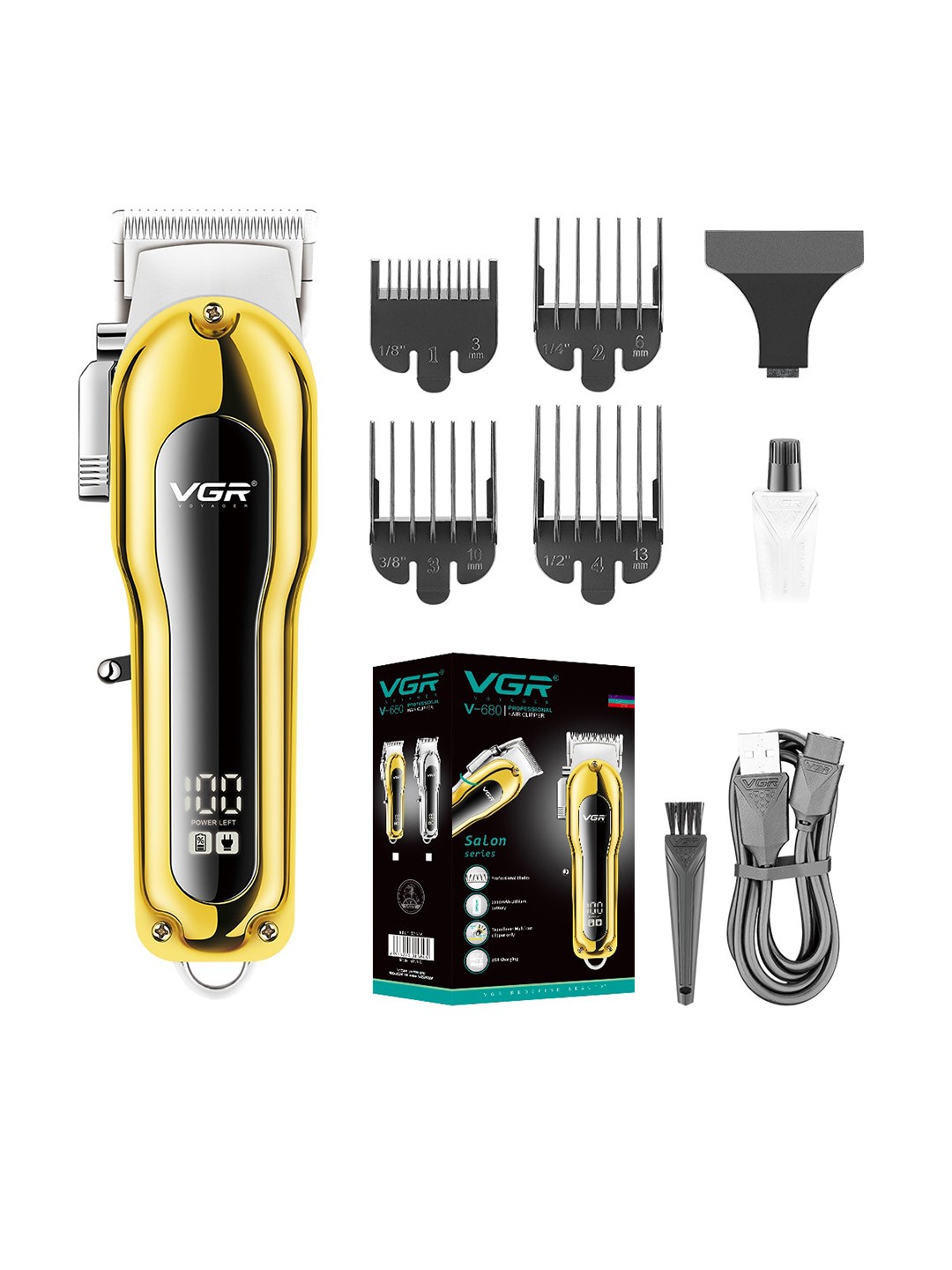 

VGR Men Voyager V-680 Professional Hair Clipper Trimmer with 200 Min Runtime - Gold