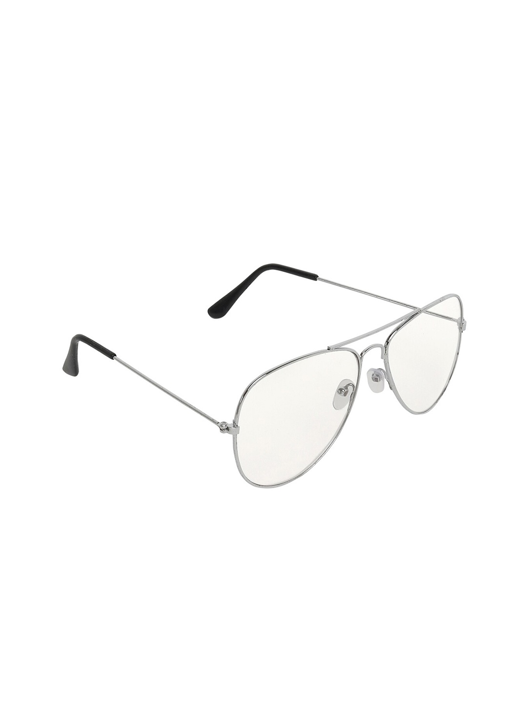 

GARTH Unisex Clear Lens & Silver-Toned Aviator Sunglasses with UV Protected Lens