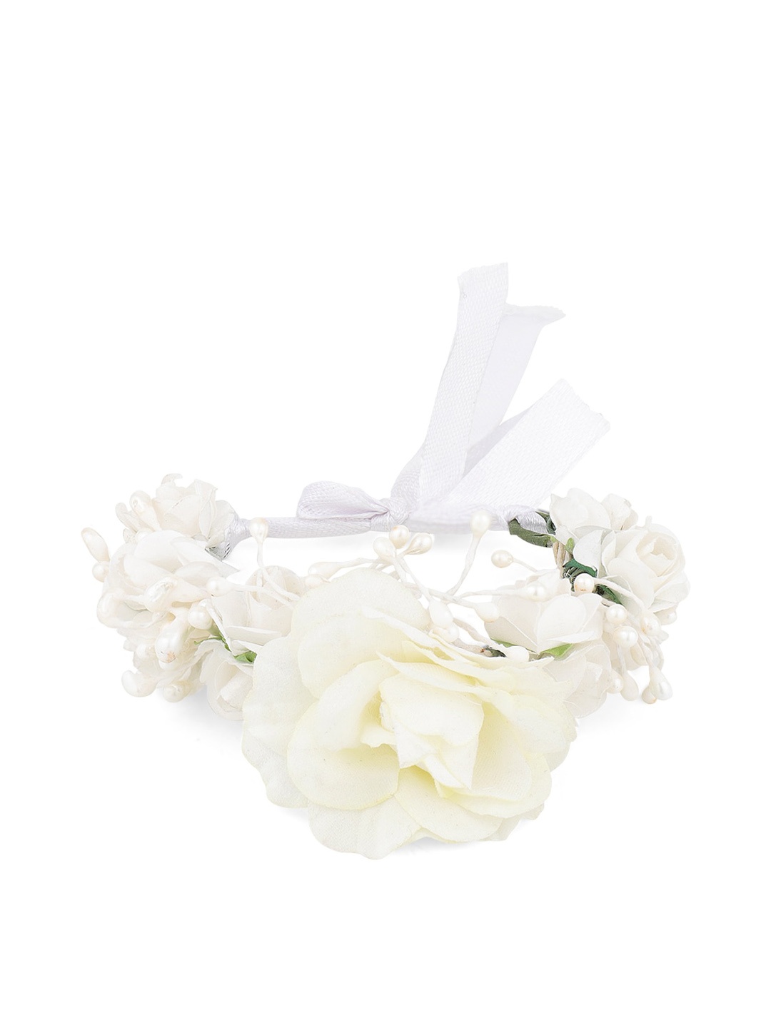 

Sanjog Women White Handmade Floral Rakhi Bracelet