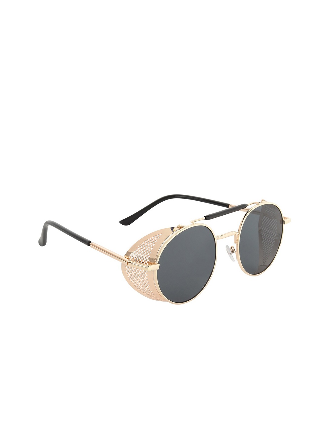 

GARTH Unisex Black Lens & Gold-Toned Round Sunglasses with UV Protected Lens