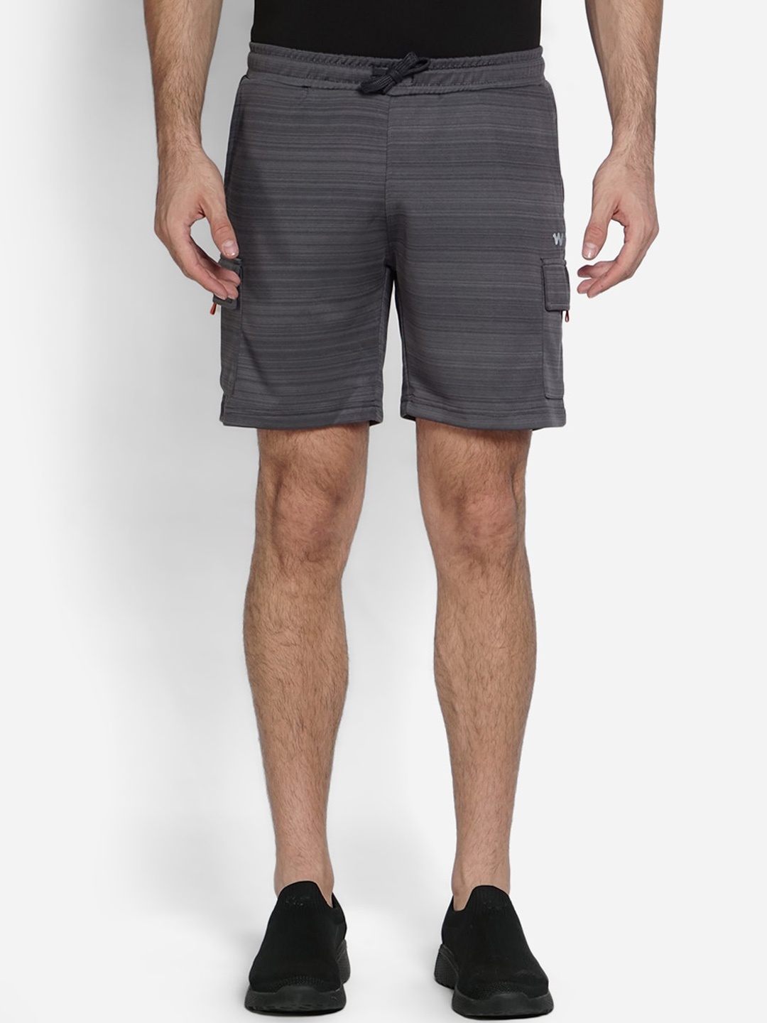 

Wildcraft Men Grey Striped Sports Shorts