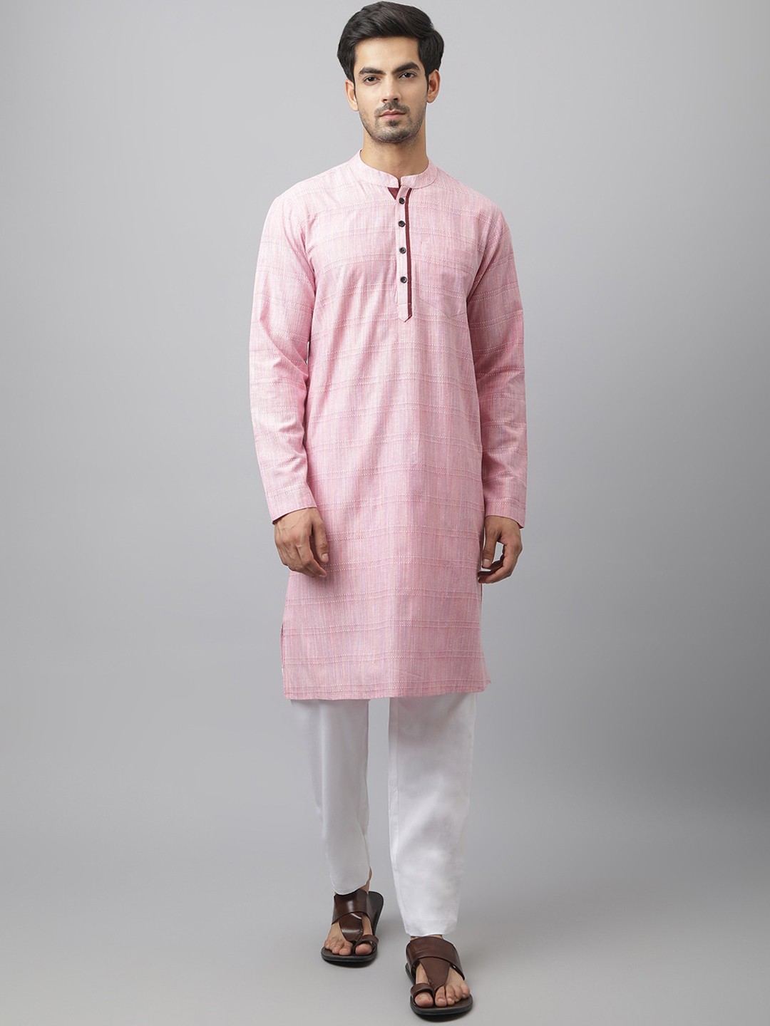 

Waahiba Men Pink Kurta