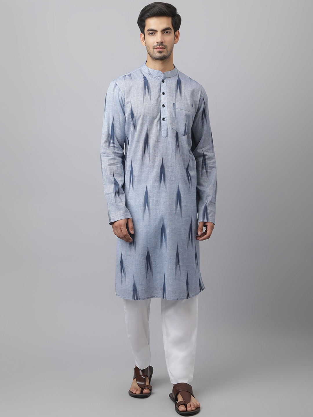 

Waahiba Men Grey Straight Kurta