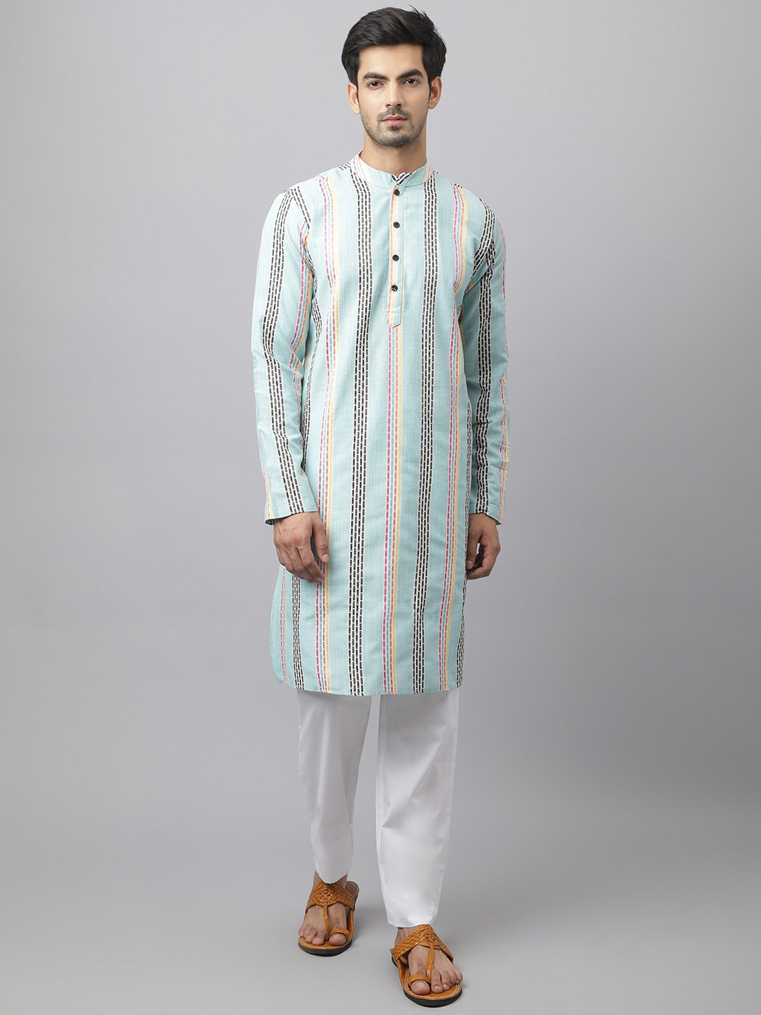 

Waahiba Men Blue Striped Kurta