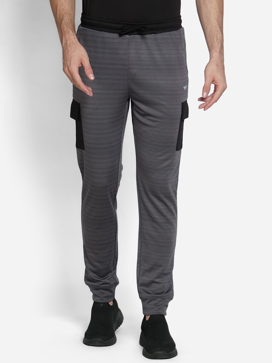 

Wildcraft Men Grey Striped Pure Cotton Joggers