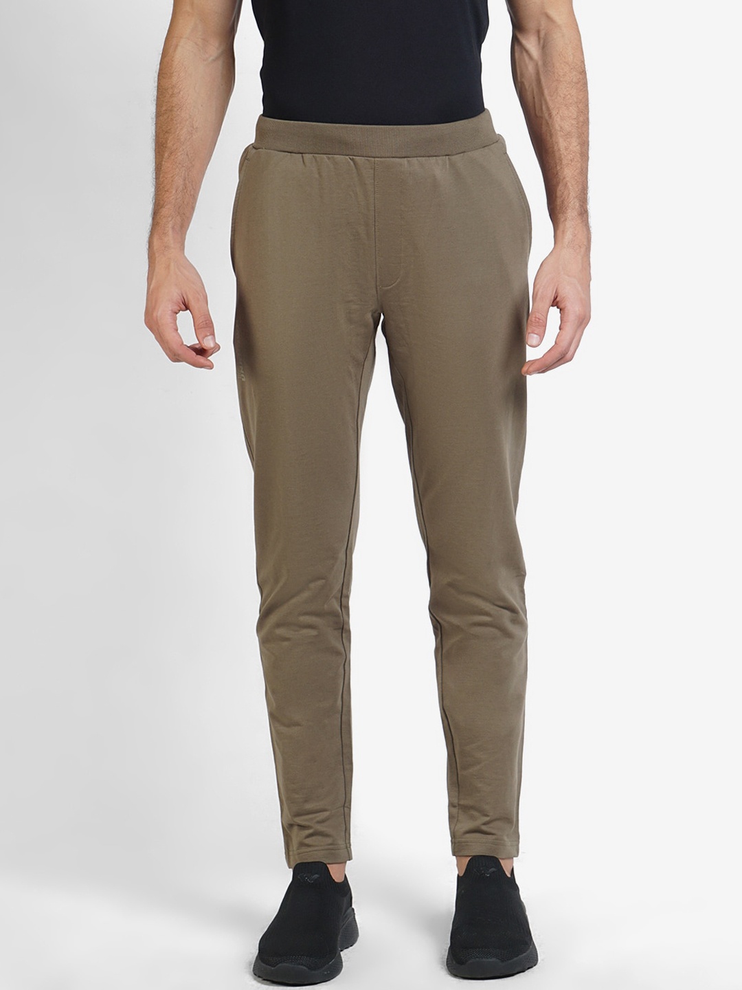 

Wildcraft Men Olive Grey Solid Pure Cotton Track Pants