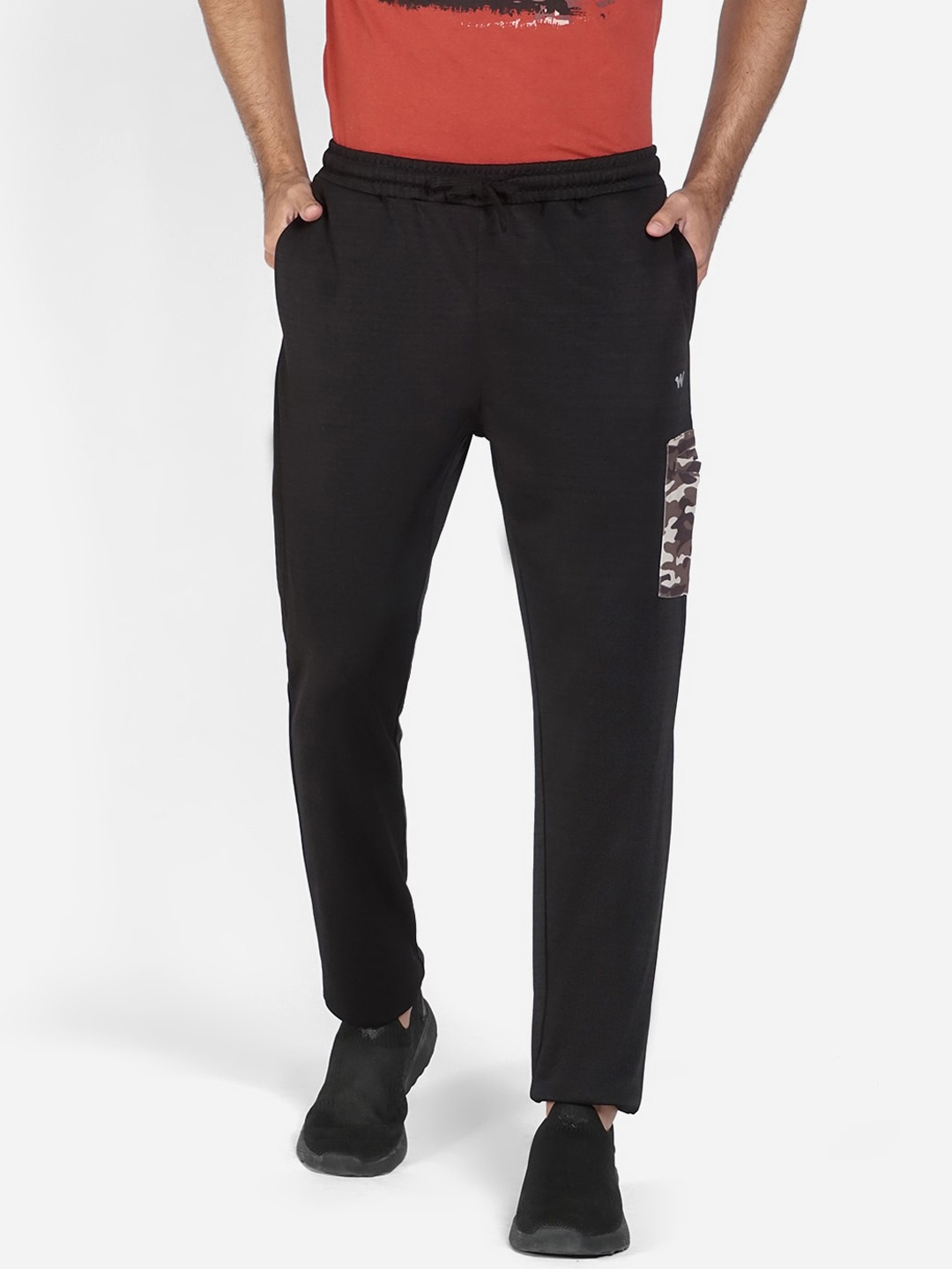 

Wildcraft Men Black Solid Pure Cotton Track Pants