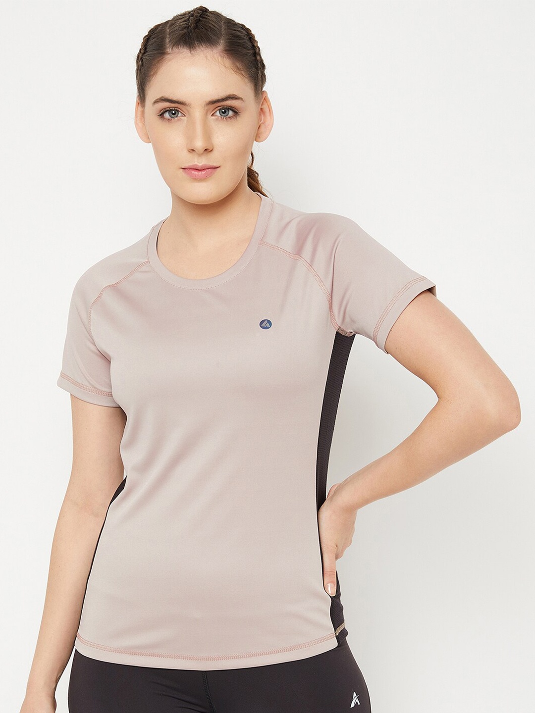 

ATHLISIS Women Beige Slim Fit Running T-shirt