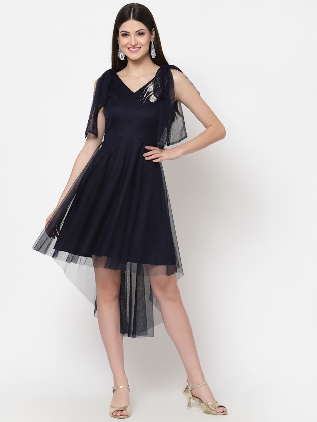 

Just Wow Navy Blue Net Dress