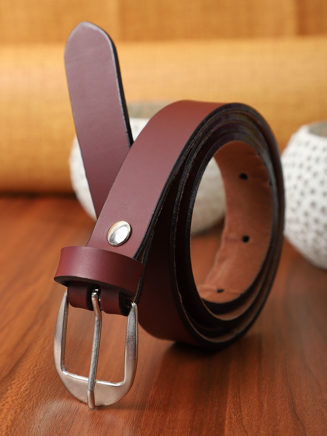 

The Mini NEEDLE Women Brown Slim Belt