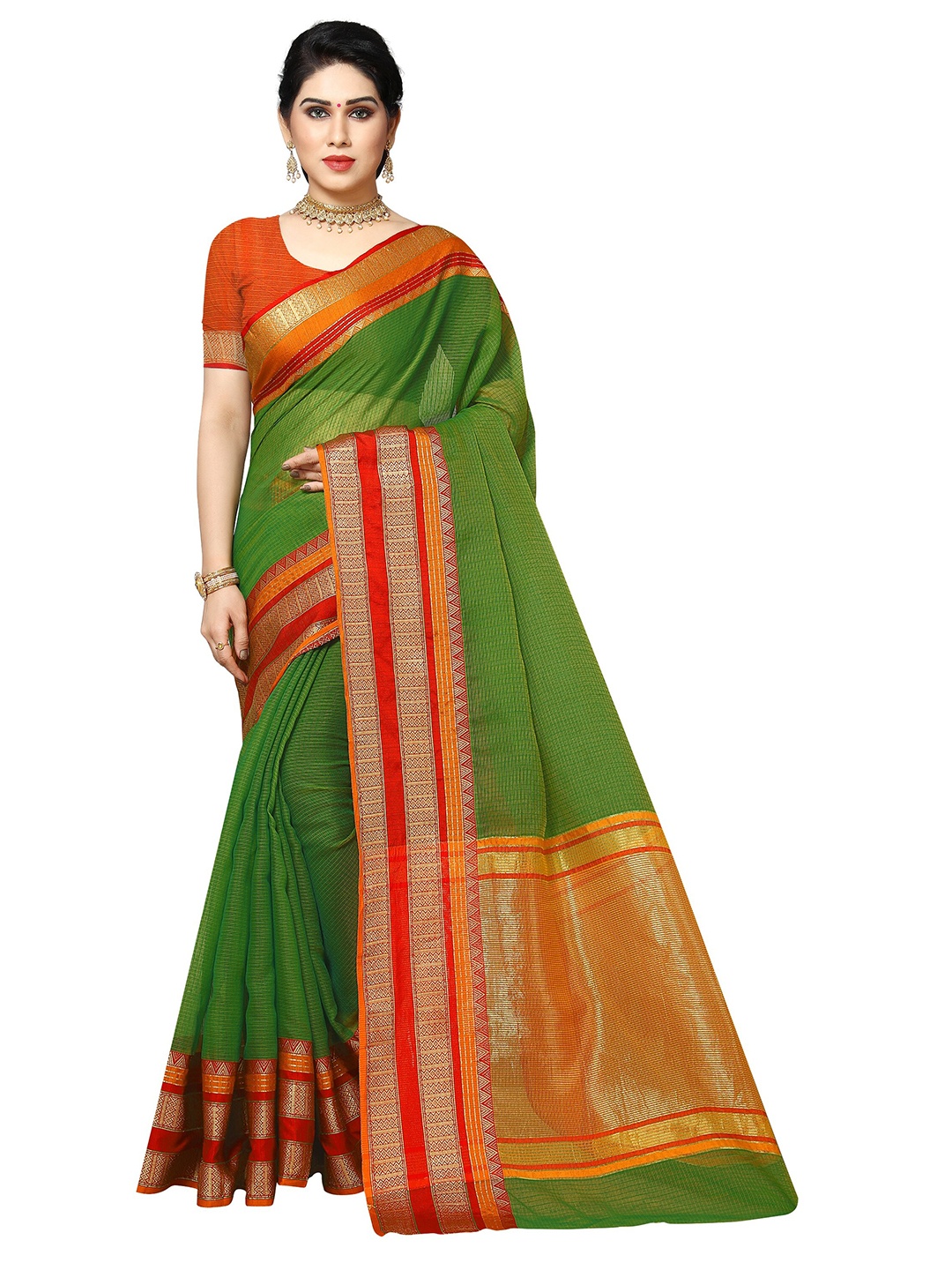 

Sidhidata Green & Red Woven Design Kota Saree