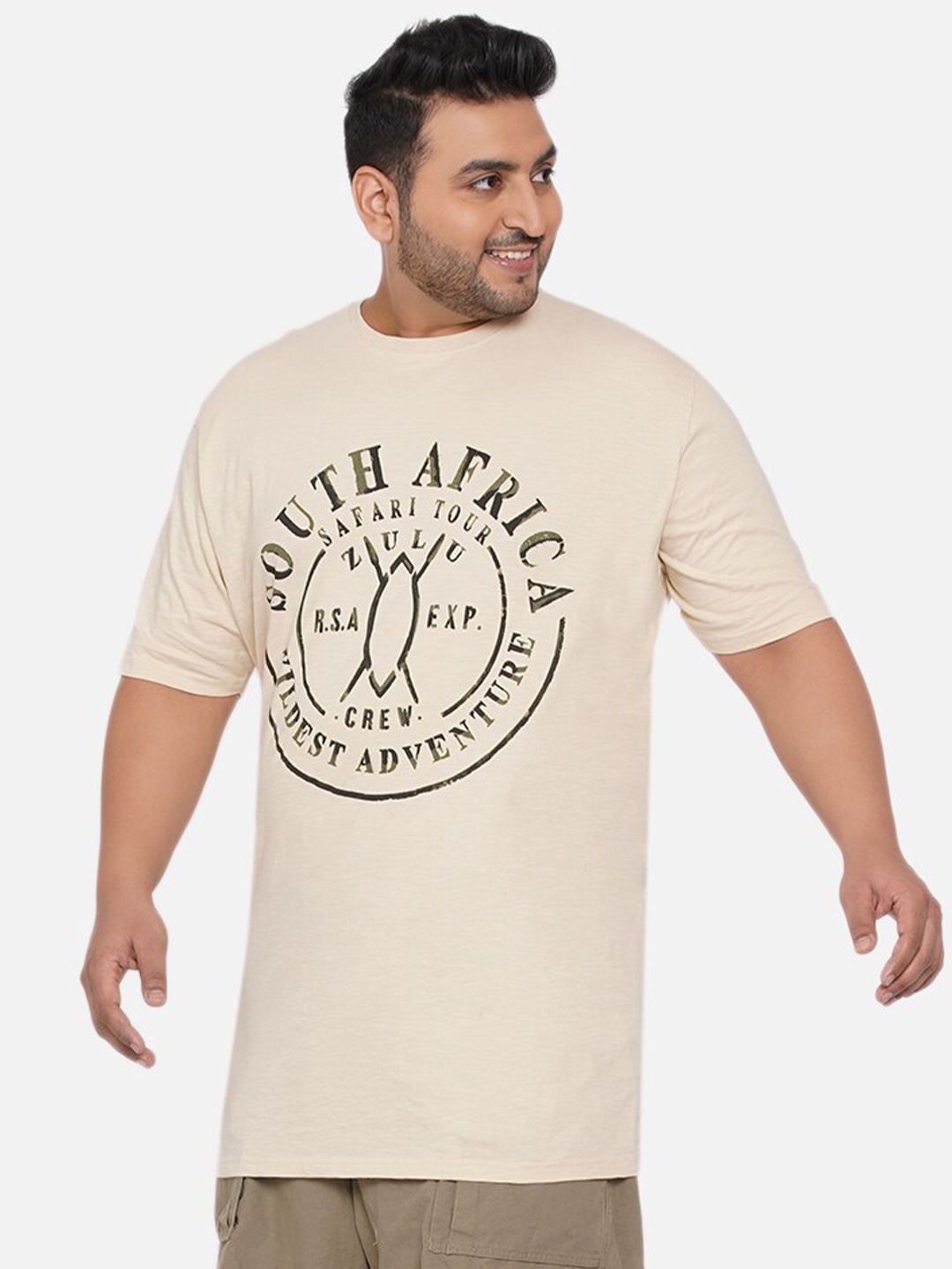 

Santonio Men Beige Typography Printed T-shirt