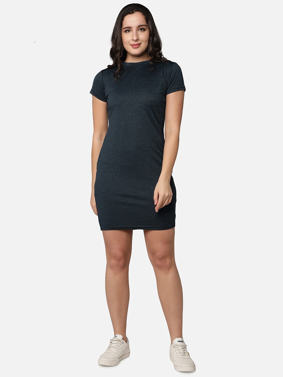 

Sonex Gold Teal Blue Solid Bodycon Dress