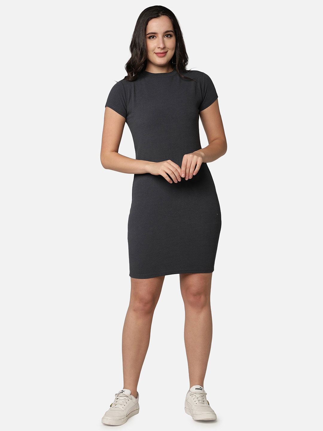 

Sonex Gold Grey Solid Bodycon Dress