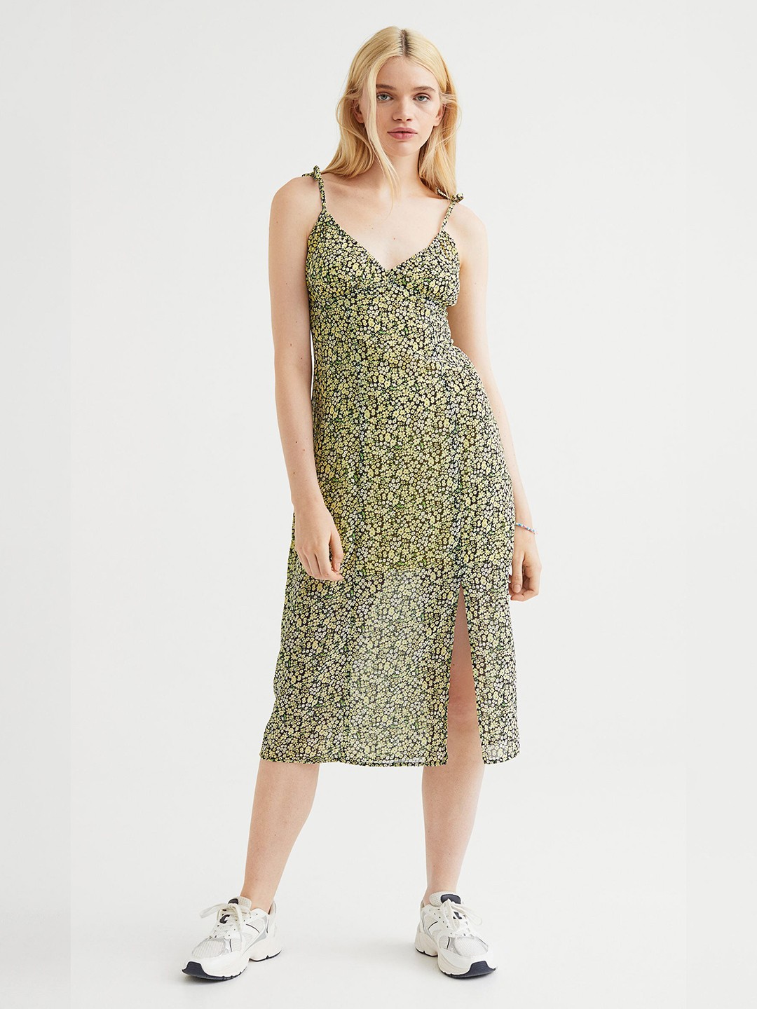 

H&M Women Yellow Slit-Detail Dress