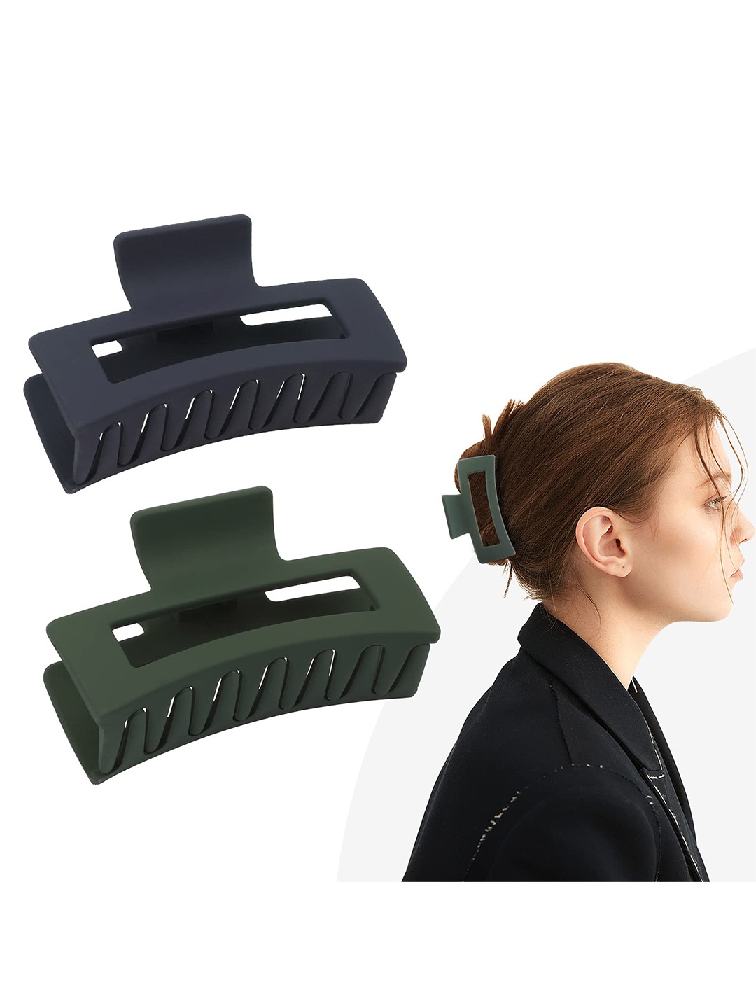 

VAGHBHATT Women Pack Of 6 Black & Green Claw Clip
