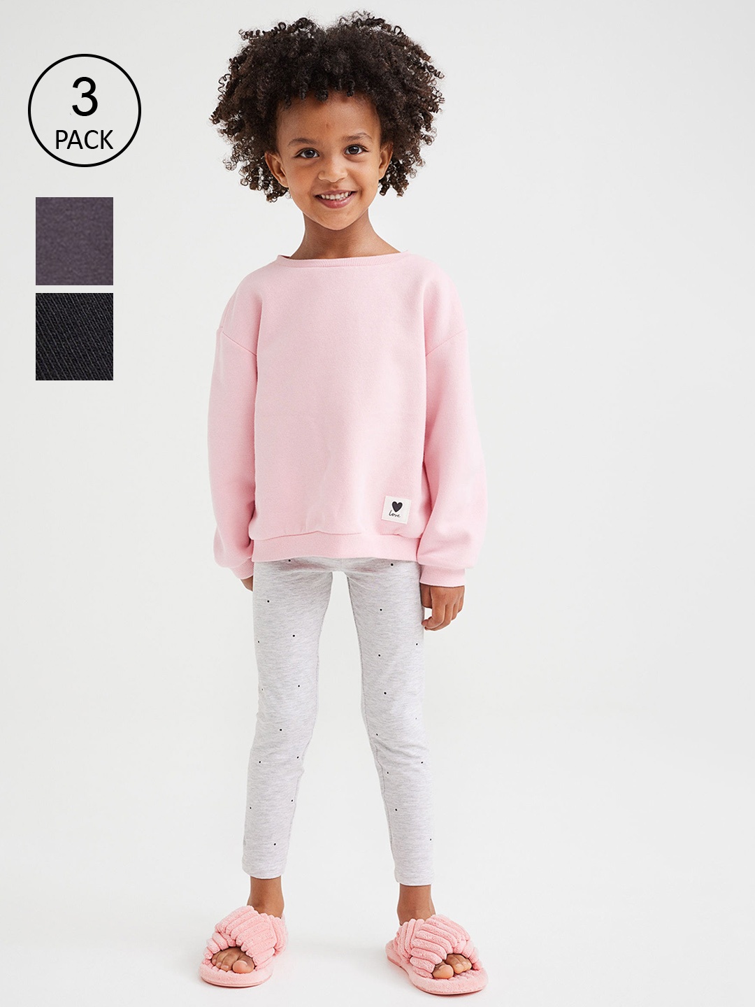 

H&M Girls Black & Grey 3-Pack Jersey Leggings