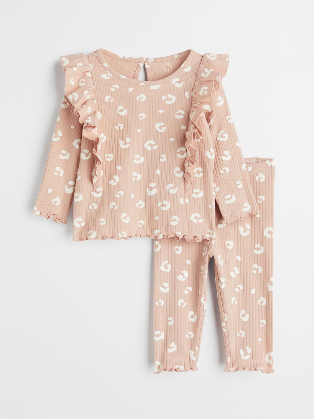

H&M Beige 2-Piece Ribbed Cotton Set