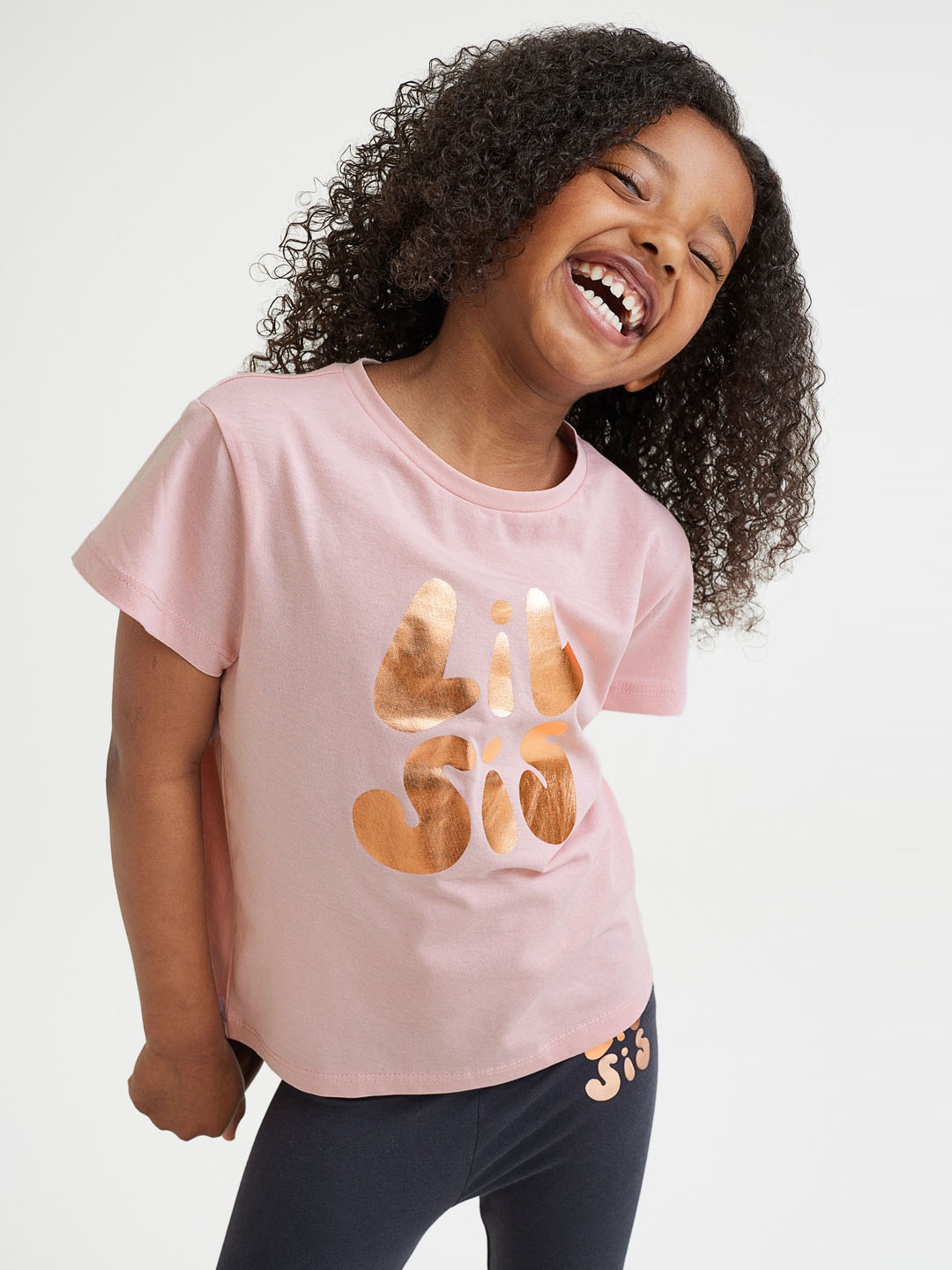 

H&M Girls Grey & Pink Printed T-shirt with Leggings