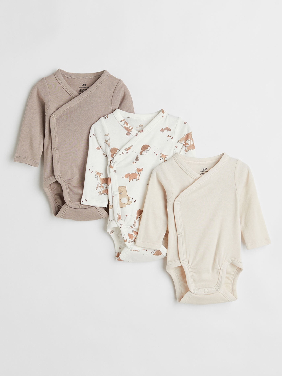 

H&M Infant Girls Beige & White 3-Pack Long-Sleeved Bodysuit