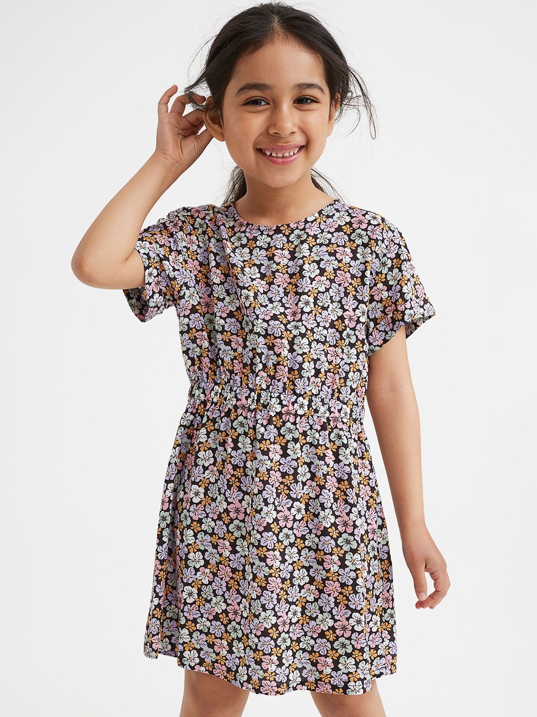 

H&M Black & Multicoloured Floral Dress