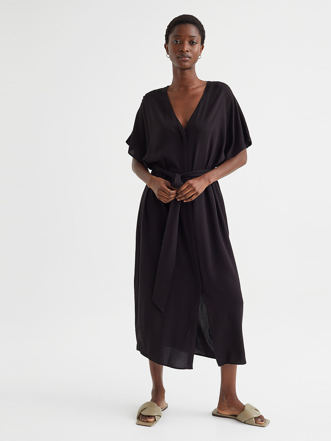 

H&M Black Tie-Belt Dress