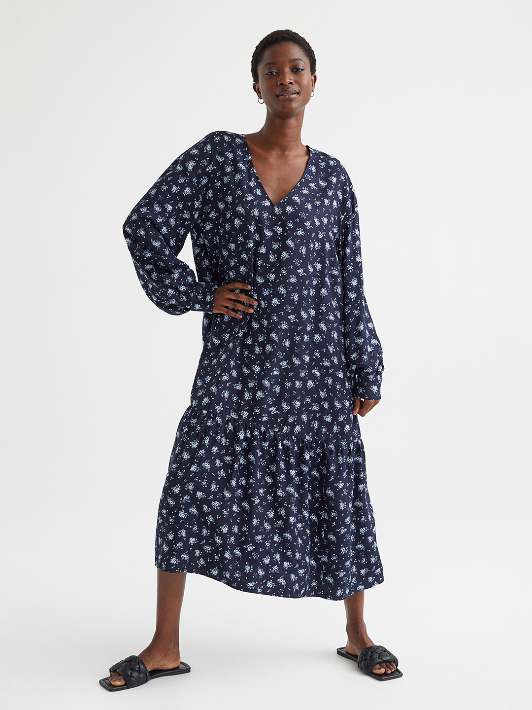 

H&M Women Blue V-Neck Dress