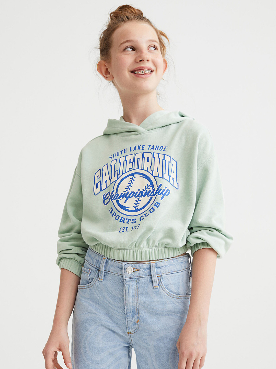 

H&M Girls Green Oversized Hoodie